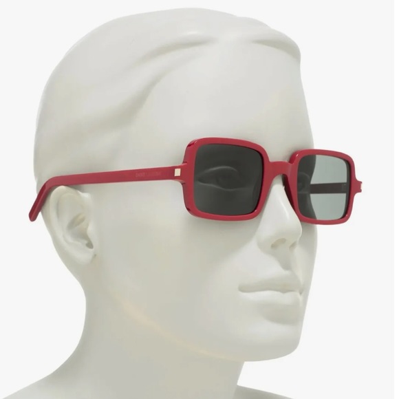 Saint Laurent Red Rectangular Sunglasses - Picture 6 of 7